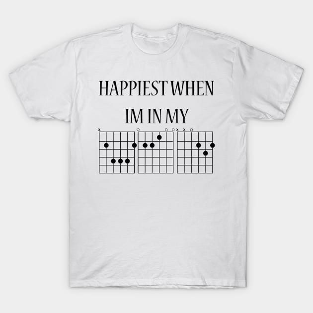 Guitar Chords, Happiest In My Bed T-Shirt by RAADesigns